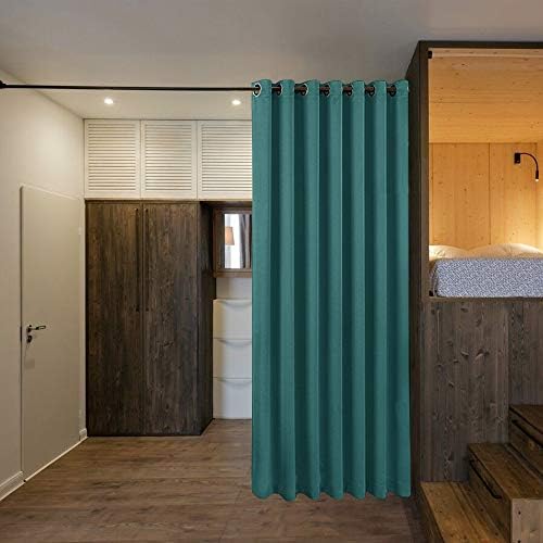 NICETOWN Wall Dividers for Rooms, Room Divider Curtain Screen Partitions, Vertical Blind for Sling Door, Blackout Window Curtains Privacy for Patio (Sea Teal, Single Panel, 9ft Tall x 8.3ft Wide) - Image 5