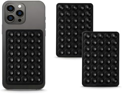 SHENGXIN 2 Pack Silicone Double-Sided Suction Grip – 40 Cups per Side, Strong Hold for iPhone, Galaxy, Pixel, Android – Hands-Free for Selfies & Videos (Black) by SHENGXIN