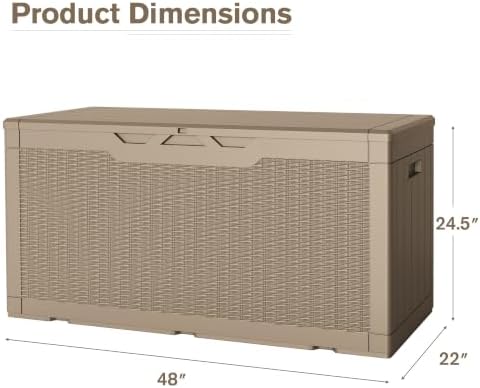 JUMMICO 100 Gallon Resin Deck Box, Waterproof Outdoor Storage Box - Image 3