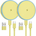 MagSafe Charger 2 Pack 15W Magnetic Wireless Charger Fast Charging Pad Compatible with iPhone 17/16/15/14/13/12 Series & AirPods 3/2/Pro Magnetic MagSafe Charging Pad with Dual Ports-Yellow by TNDAJI