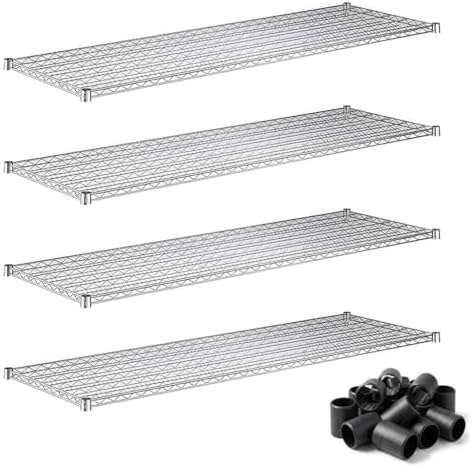 24" x 72" Extra Wire Shelves 4 Pack for NSF Shelving Units, Heavy Duty Storage Expansion by Zedfire