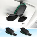 SINGARO Sunglasses Holder for Car, Leather Magnetic Buckle Sun Visor Sunglass Clip, Ticket Card Storage Glasses Clip, Car Interior Accessories for Men and Women（2PCS Black-Green） by SINGARO
