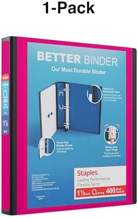 Staples Better 1.5-Inch 3-Ring Binder, Pink, Heavy-Duty - Image 6