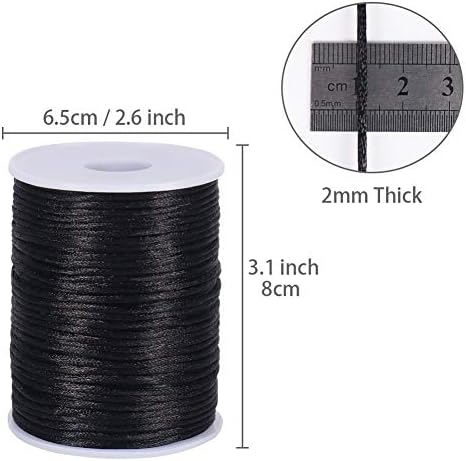 Tenn Well Nylon Satin Cord, 295 Feet 2mm Black Silky Rattail Cord Necklace String for Jewelry Making, Bracelets, Necklaces, Lanyards, Keychains, Beading - Image 4