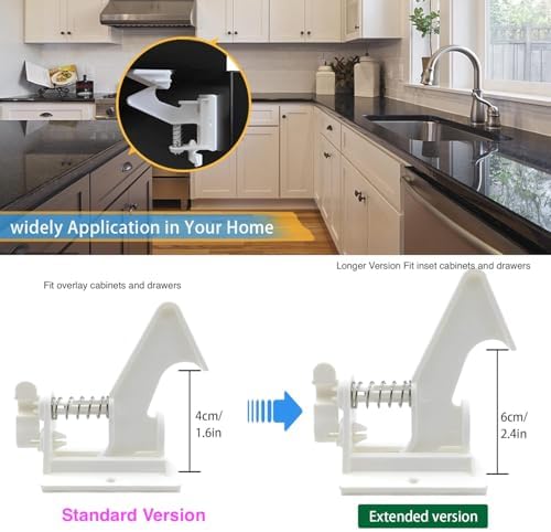 Vmaisi 12 Pack Cabinet Locks Child Safety Latches - Easy Install No-Drill - Image 3