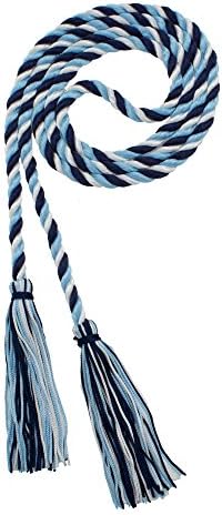 Tassel Depot Graduation Honor Cord - Navy/Light Blue/White - Every School Color Available - Made In Usa by TasselDepot