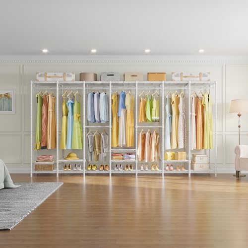 VIPEK V70 White Metal Garment Rack, Adjustable Open Wardrobe Load 1670lbs - Image 2