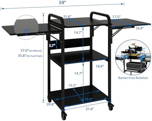 PUNCIA 3-Tier Movable Heat Press Table Foldable Stand with Workbench - Image 2