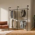 pamo Industrial Clothing Rack Wall Mounted Black – 79" W × 87" H, 660 lbs by pamo