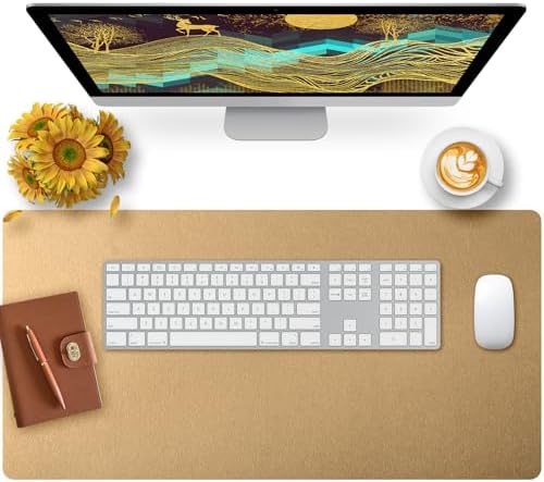 Bloss Gold Desk Mat, PU Large Mouse Pad for Desk, Desk Matt for Desktop, Desk Pad Mat Waterproof, Computer Mat for Office/Home/Decor/Desk Protector(31.5 x 15.7 Inches) by Bloss