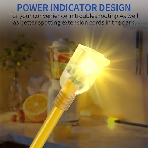 3FT Outdoor/Indoor 10/3 Extension Cord with Lighted, Yellow - Image 6