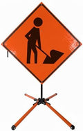 Traffic Roll-Up Sign Kit with Stand – Collapsible Safety Sign & Heavy-Duty Portable Stand, High Visibility, Easy Setup (Worker Symbol, Reflective) by EASTERNMETALSIGNSANDSAFETY