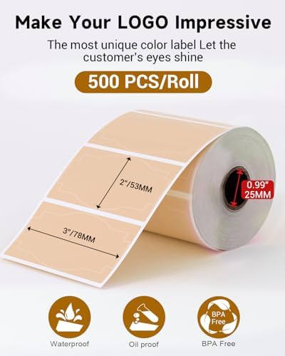 Phomemo Brown Creativity Thermal Labels for Shipping Label Printer 500 PCS - Image 2