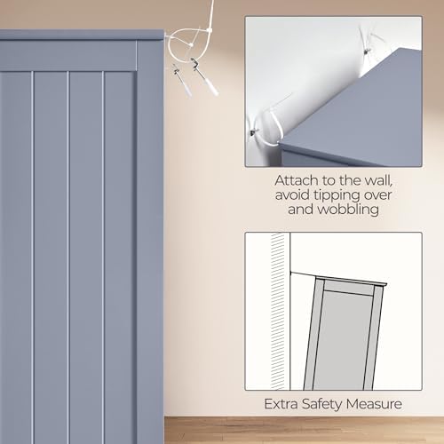 Yaheetech Small Bathroom Storage Cabinet for Towels with 2 Doors, Gray - Image 5