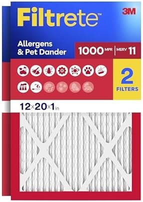 Filtrete 12x20x1 Air Filter, MERV 11, MPR 1000, 2 HVAC Filters by Filtrete