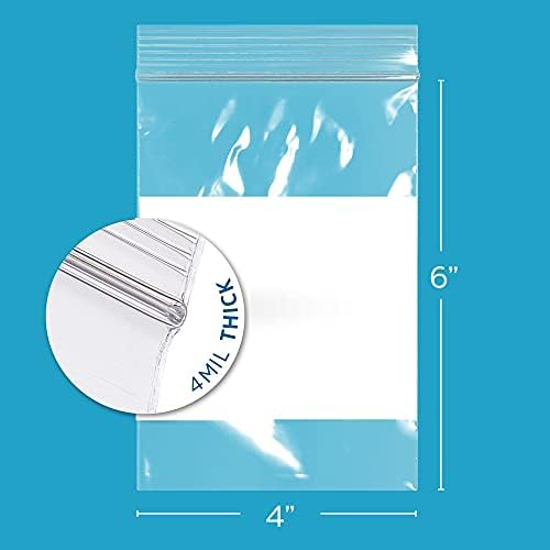 GPI 4"x6" Zip Bags, 200 Pack, 4 Mil Heavy Duty, Write with White - Image 2