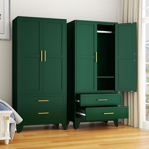 GAIOUS 71" Wardrobe Cabinet with 2 Doors, 1 Adjustable Shelf and 2 Drawers by GAIOUS