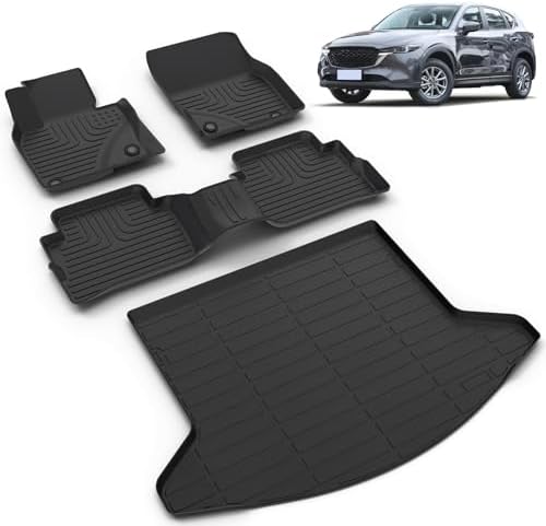 All Weather Car Floor Mats & Cargo Liner Set Fit for Mazda CX-5 2017-2022 Floor Liners Trunk Liner CX5 Cargo Mat Accessories Black by VOUKIY