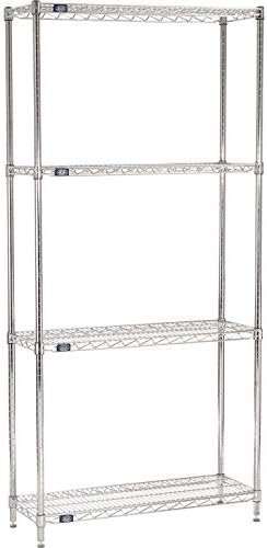 Nexel 18" x 30" x 86", 4 Tier Adjustable Wire Shelving Unit, NSF Listed Commercial Storage Rack, Chrome Finish, leveling feet by Nexel
