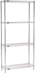 Nexel 18" x 30" x 86", 4 Tier Adjustable Wire Shelving Unit, NSF Listed Commercial Storage Rack, Chrome Finish, leveling feet by Nexel