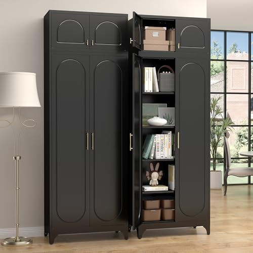SteeLoong 90"Metal Pantry Storage Cabinet with Doors & 4 Adjustable Shelves by Steeloong