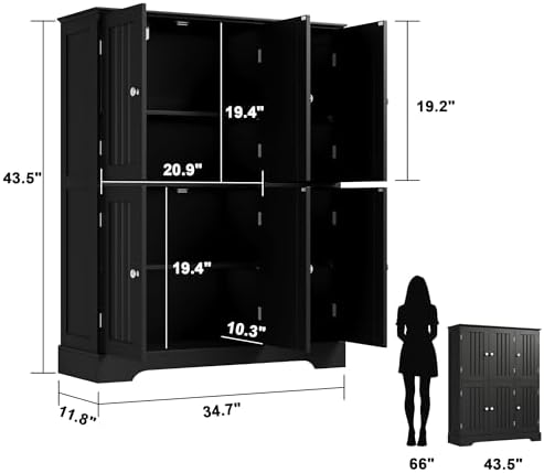 ChooChoo Bathroom Floor Cabinet with 6 Doors and Adjustable Shelves - Image 3