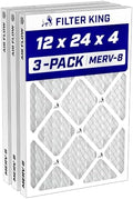 Filter King 12x24x4 Air Filter MERV 8, AC Furnace Filters (3-Pack) by FilterKing