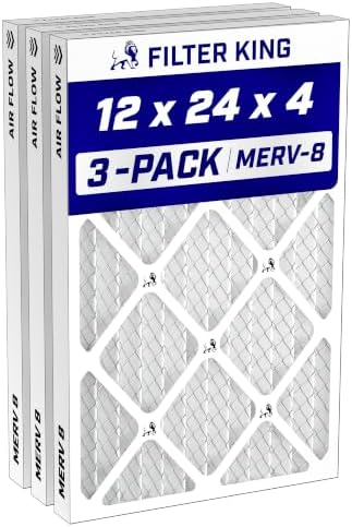 Filter King 12x24x4 Air Filter MERV 8, AC Furnace Filters (3-Pack) by FilterKing