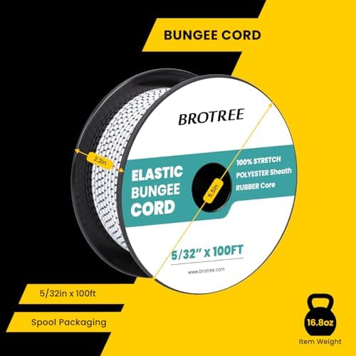 Brotree Bungee Cords 5/32" x 100ft Elastic Shock Cord 100% Stretch Cord - Image 2