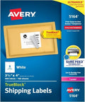 Avery Printable Shipping Labels with Sure Feed,3-1/3" x 4",White,600 Blank Mailing Labels for Laser Printers (5164),(Pack of 5) by Avery