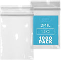 1.5" x 2" Small Zip Bags, 1000 Count, 2 Mil, Zip Top Lock, Resealable, GPI by GPI