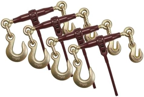 Mytee Products (4 Pack) PRO Heavy Duty Chain Specialty Binder Ratchet Style 3/8"-1/2" Grab Hook & 5/8" Slip Hook, 12,000 lbs WLL by MyteeProducts