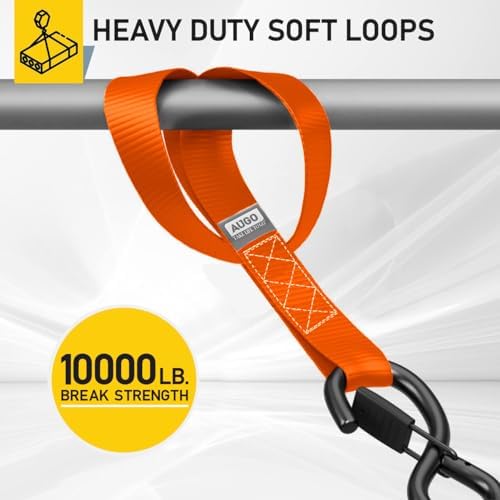 AUGO Heavy Duty Soft Loops –Pack of 6-1.5” x 17” Tie Down Anchor Straps for Use w/Ratchet Strap Hooks – 3000Lb Load Capacity & 10,000Lb Break Strength – Great for Motorcycle, Bike, Roof Rack, Etc. - Image 2