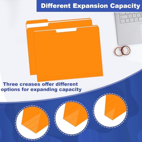 File Folder, HERKKA 30 Pack 1/3 Cut Tab File Folders, File Folders Great for Organizing and Filing, Letter Size, Orange - Image 4