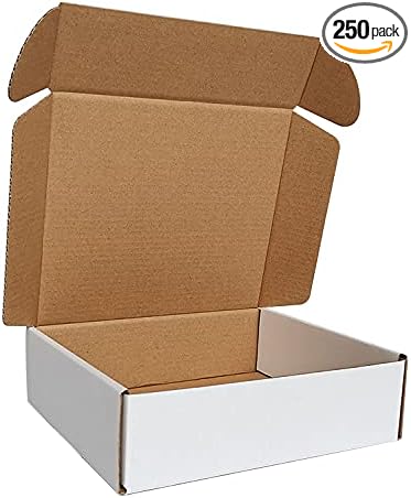 250 Pack 7x6x2'' Small Shipping Boxes, Corrugated Cardboard Mailers by CH-BOX