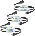 BN-LINK 3 Ft Outdoor Extension Cord 16/3 SJTW General Purpose Power Cord, 3 Prong Grounded Plug, 13-Amp, Black, for Lawn, Garden, Appliances, 3 Pack by BN-LINK