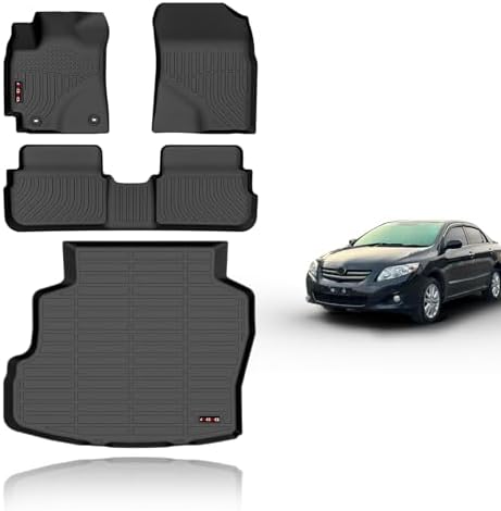 KELCSEECS Floor Mats & Cargo Liner for 2009 2010 2011 2012 2013 Corolla only Sedan All Weather Car Mats Automotive Trunk Mat Corolla Floor Mats Cargo Mat Accessories by KELCSEECS