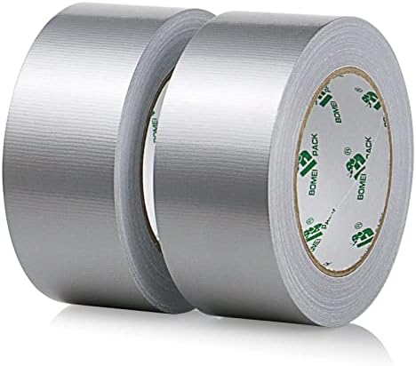 2 Pack Duct Tape Heavy Duty,9 Mil Thickness,2 Inches x 30 Yards,Strong Industrial Strength,Flexible,No Residue,Waterproof and Tear by Hand,Multi-Use for Indoor & Outdoor Repairs (Silver) by BOMEIPACK