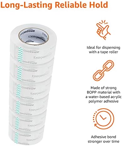 Amazon Basics Packing Tape, Strong & Durable for Moving, Storage, Shipping, Mailing and Sealing, Crystal Clear, 1.88" x 109 Yards, 6-Pack - Image 4
