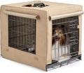 DONORO Dog Crates for Medium Large Size Dogs Indoor Double Door Dog Kennels & Houses for Puppy and Cats, Collapsible Metal Contour Dog Cages(Tan, 42.0" L x 28.0" W x 31.0" H) by DONORO