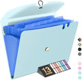 Sooez Expanding File Folder, 13 Pocket Accordion File Organizer, Monthly Expandable File Folder for Documents with Labels, Portable Bill Receipt Organizer for School Office Supplies, Letter A4 Size by Sooez