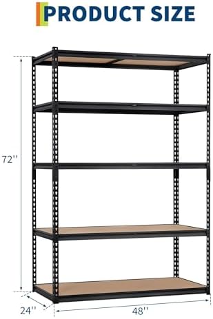 2500 LBS Heavy Duty Garage Storage Shelves, 48" L x 24" W x 72" H - Image 2