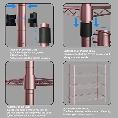 XIOFIO 6 Tiers Heavy Duty Garment Rack,Clothing Storage Organizer, Metal Clothing Rack,Clothing Rack with Hanging Rod,Adjustable Shelf and Fixed Baskets,60.7"L x 15.7"W x 70.5"H Max Load 720LBS,Bronze - Image 6
