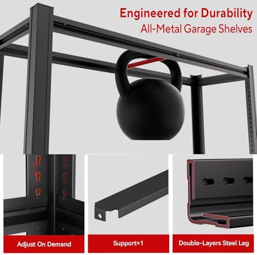 5-Tier Metal Garage Shelving Unit | Adjustable Garage Shelving, Store Shelving, 4,000LBS Capacity, Easy to Assemble,Ideal for Garage and Basement Storage(72H*36.03W*16D) - Image 5