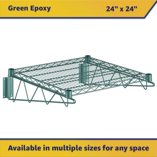 24" x 24" Wire Green Epoxy Wall Mount Shelf, Commercial Fixed Wall Mount Rack, NSF, Metal Floating Shelving for Kitchen, Stock Rooms, Home and Hotel - Image 3