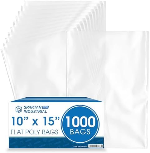 10" X 15" Open-End Flat Poly Bags (1000 Count) - 1.1 Mil Clear Plastic Bags by SpartanIndustrial