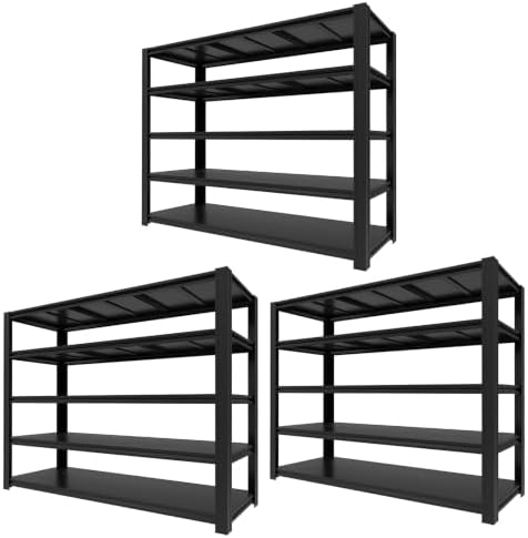84H Storage Shelves Heavy Duty, 6000 LBS Garage Shelving, 5-Tier Adjustable Metal Garage Shelving Units, for Garage Storage, Warehouses, Basements, and Storage Rooms, (5T-84H x 62.03W x 24D)* 3 by KLRFUA