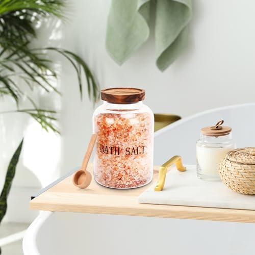 BKYFPQ 74 oz Bath Salt Container with Wooden Lid and Scoop - Image 3