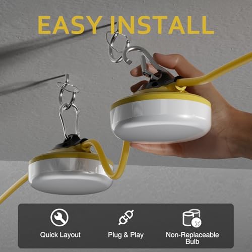LED Construction String Lights 100FT, 3 Prong, 10000 LM, 5000K LED String Work Lights, 100W Temporary Lighting for Job Site Outdoor Indoor, IP65 Waterproof Temporary Construction Lights, ETL Listed - Image 5