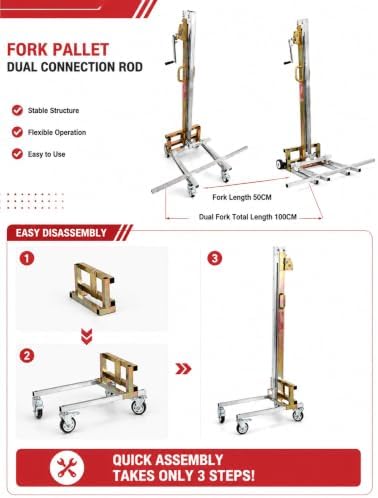 Portable Material Lift, Manual Winch Stacker with Forks for Warehouse - Image 5